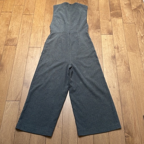 Oak & Fort herringbone tweed jumpsuit XS gray sleeveless wide leg pant suit - Picture 10 of 16